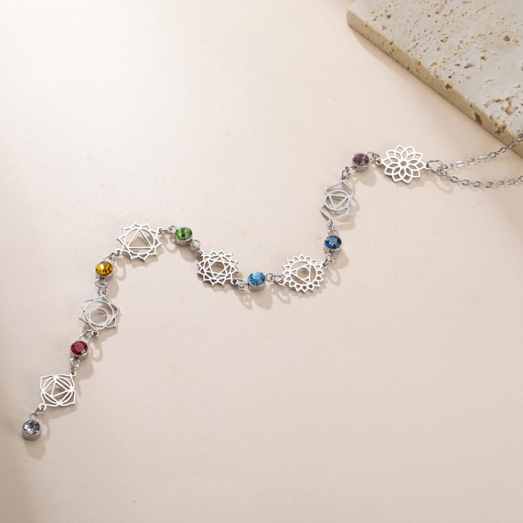LIKGREAT Yoga 7 Chakra Pendant Necklaces for Women Stainless Steel Choker Meditation Energy Amulet Jewelry Gift Wholesale