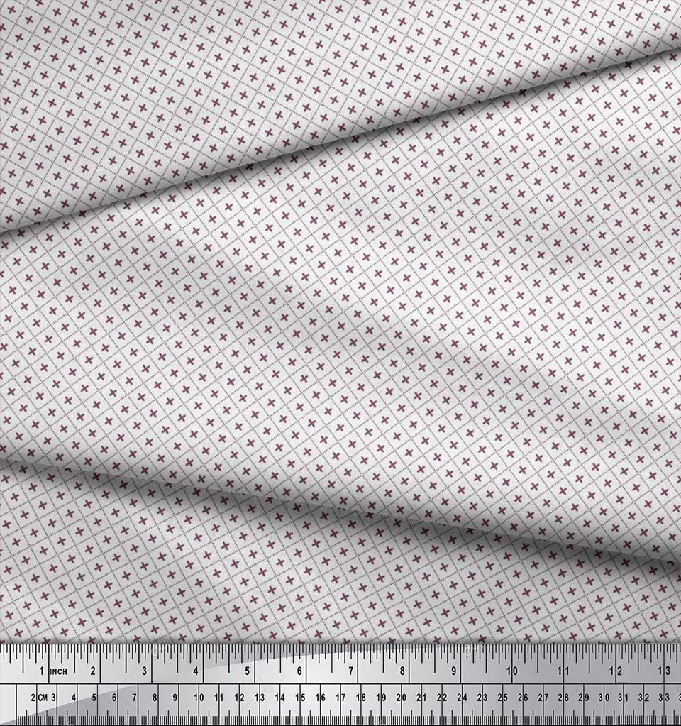 Soimoi Japan Crepe Satin Fabric Check Shirting Print Fabric by Metre 42 Inch