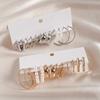 Twelve-piece Set of Metallic Geometric Twisted Silver Needle Earrings Cold Wind Earrings