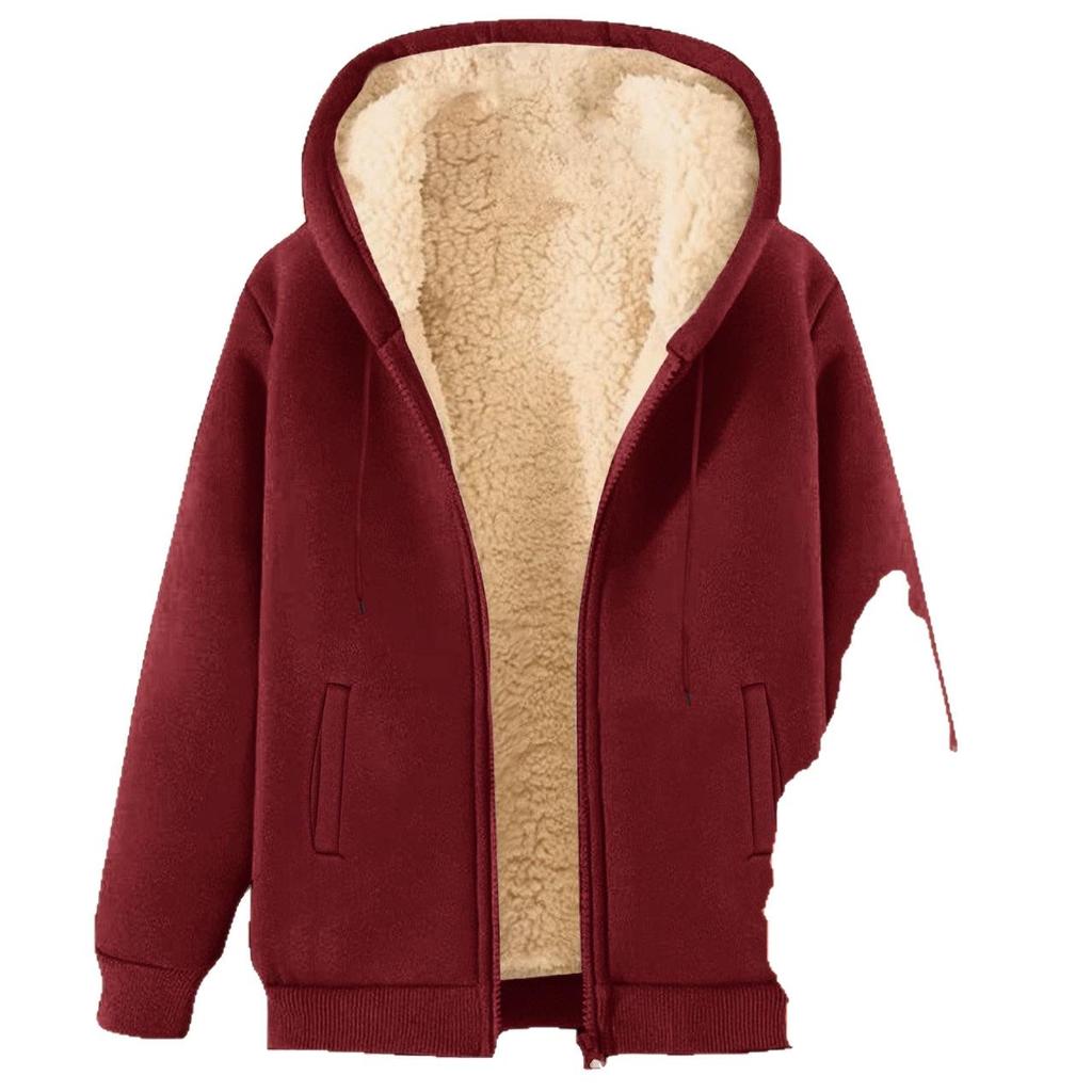 Winter Fleece-Lined Sweatshirt: Thick, Warm, Unisex Casual Jacket for Couples, 2-Piece Set