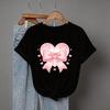 Y2k Tees Tops with Heart and Butterfly Bow Print for Woman Casual Crew Neck Short Sleeve T-Shirt Women's Graphic T Shirt Clothes