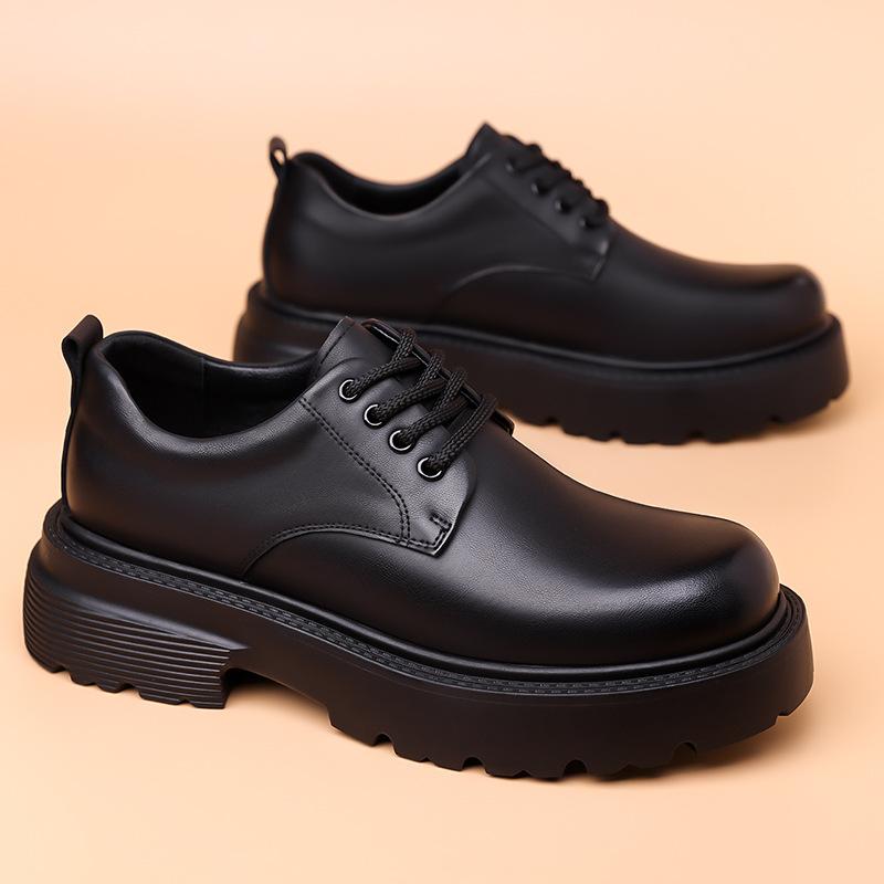 Derby Shoes Business Casual Shoes Genuine Leather Cowhide Business Casual Shoes Men's Big Thick Sole Big Head Non-slip and Wear-resistant Shoes