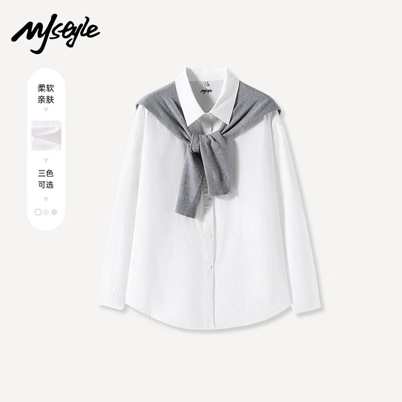 MJ STYLE Women s Pure Cotton Contrast Shawl Long Sleeve Shirt XL