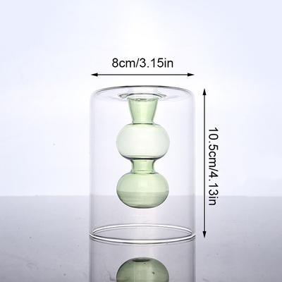 Vardagsrumsdekoration Transparent Färg Dubbelglasvas Terrarium Blomkrukor Dekorativ