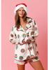2023 Santa Claus Satin Print Two-Piece Homewear Pajama Set