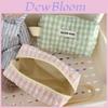 Pink And Green Plaid Makeup Bag With Breathable Polyester For Travel And Daily Use