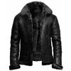 Men's Nordic Winter Faux Fur Coat with Zipper and PU Leather Collar.