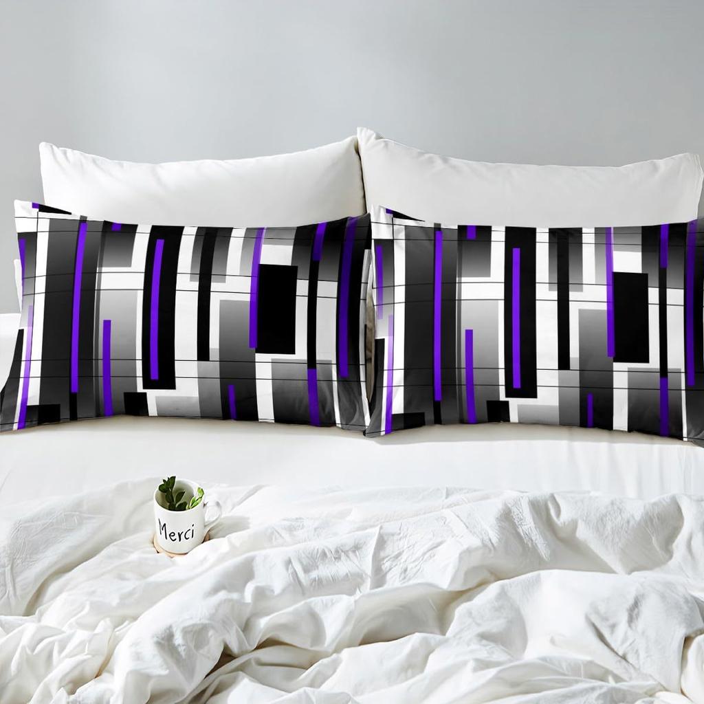 Black Purple Abstract Lines Three-Piece Quilt Cover 3D Digital Printing Bedding Set Bed Cover