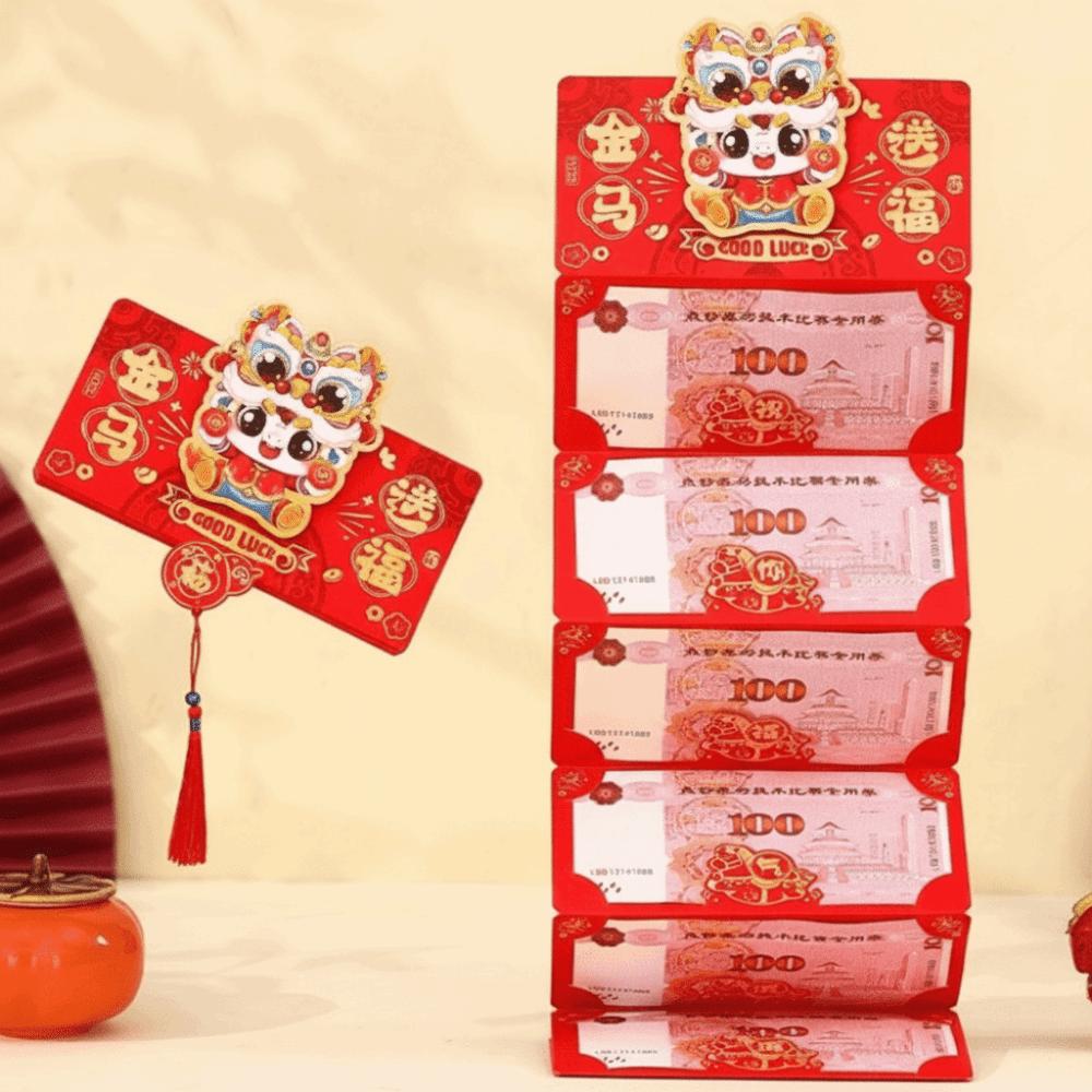Cartoon Pattern Folding Red Envelope 2026 Horse Year Lucky Money Pocket Birthday Celebration