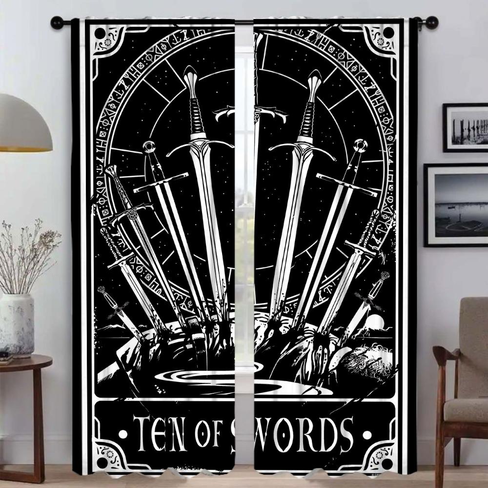 Home Interior Curtains for Living Room Deadly Tarot The Sun Tin Sign Blackout Curtains 2 Pieces Partition Window Curtain Shades