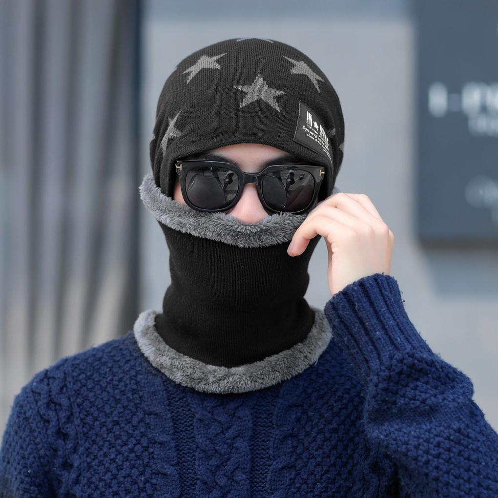 Winter Cold Weather Gear Neck Warmer, Mock Toshi Beanie Set, Black for Men