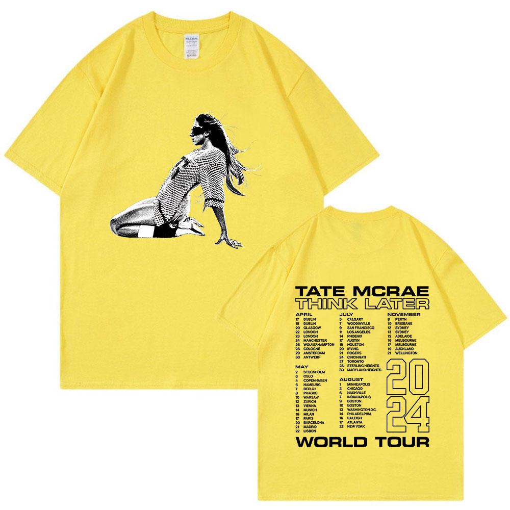 Tate Mcrae The Think Later World Tour 2024 T-skjorte Herre Dame Mote Vintage T-skjorter Harajuku Kortermet Oversized T-skjorter