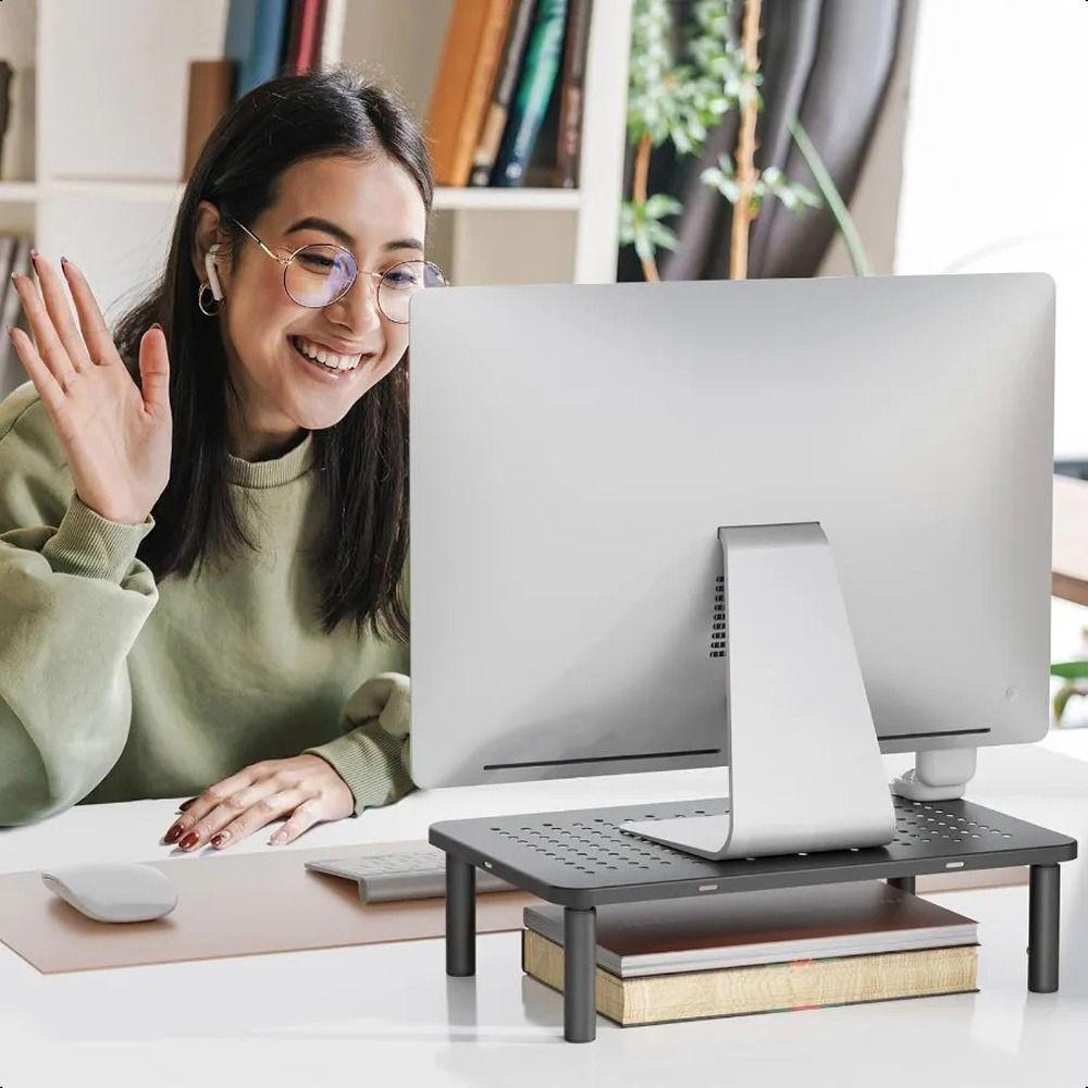 3 Height Adjustable Desktop Stand Riser Storage Drawer Laptop Dissipation Stand  Home Office
