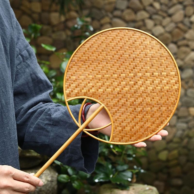 Handcrafts Bamboos Woven Fan Lightweight Cooling Fan for Summer Cooling Paddles and Weddings Parties Home Decors Gift
