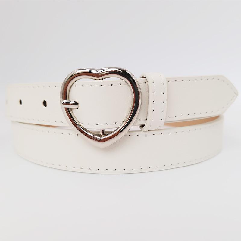 Simple New Love Alloy Pin Buckle Women's Belt Glossy Versatile Clothing Decoration PU Belt