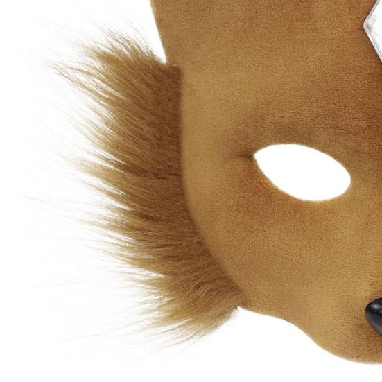 Maska Ochronna na Twarz na Imprezę Pluszowy Lis Wzór Strój Karnawałowy Maska Ochronna na Twarz z Dekoracją ze Sztucznych Kamieni Szlachetnych Halloween Cosplay Akcesorium na Przyjęcie Urodzinowe