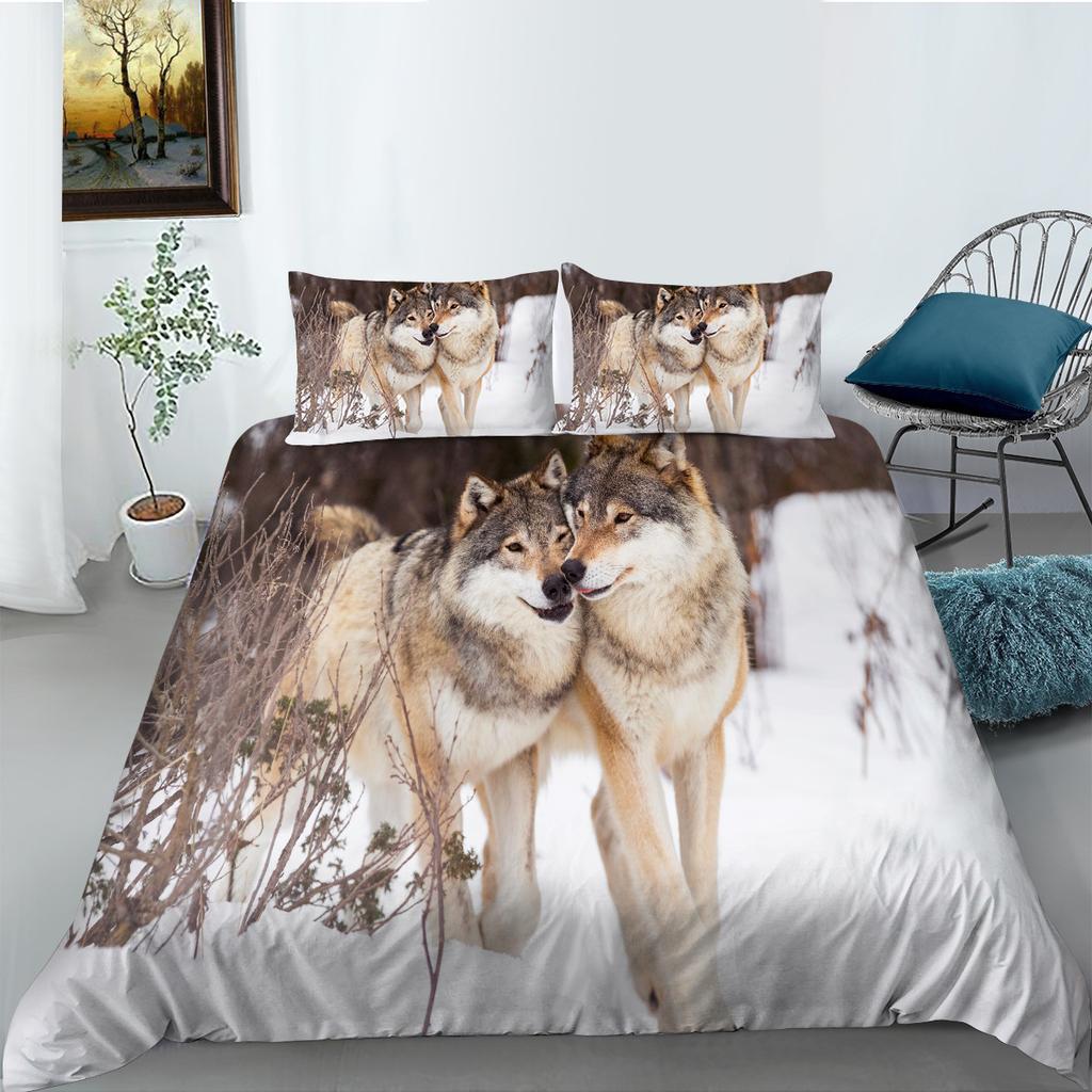 Shopify Bettwäsche Zwei- oder Dreiteilig Digitaldruck Polyester Wolfsserie