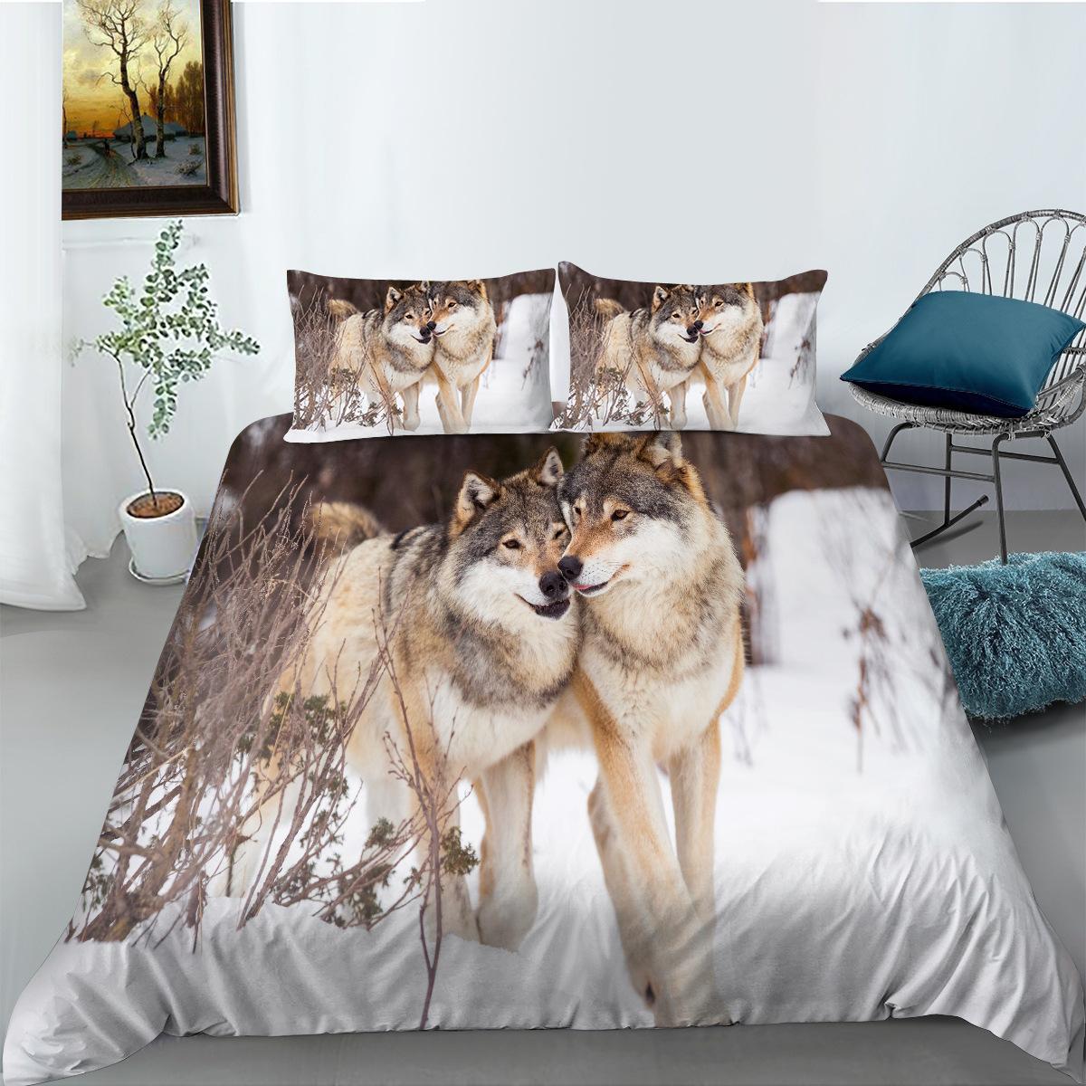 

Shopify Bedding Two Three Piece Digital Printing Polyester Wolf Series EU single 135*200