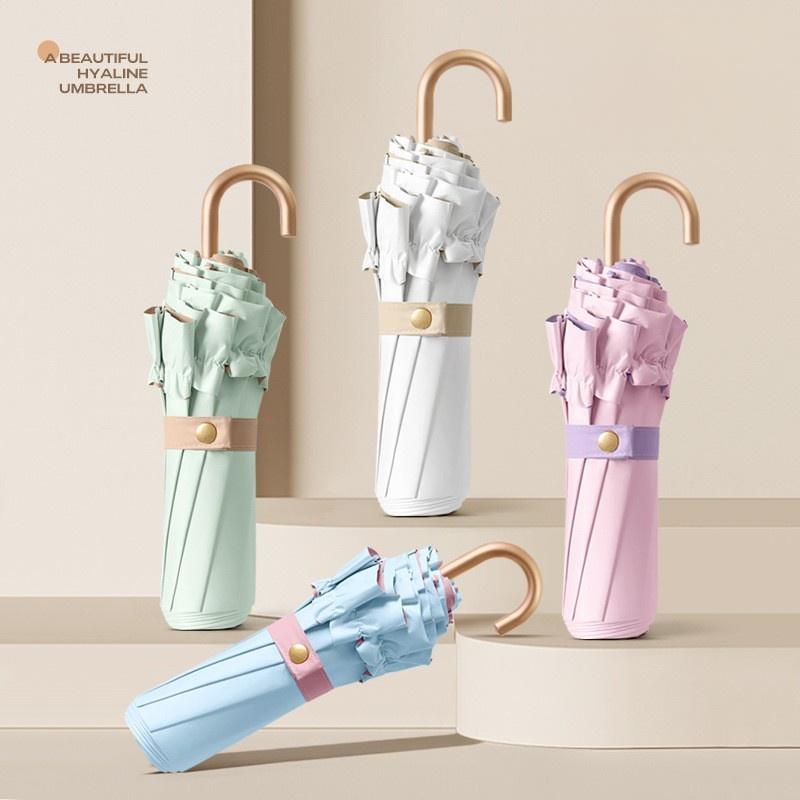 High-Value Lace Sun Protection Portable Sun Umbrella Small Uv Proof Sunshade Dual-Purpose Folding Umbrella Pure Color