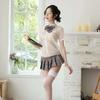 Sexy lingerie girls' school wear transparent shirt short skirt girls' uniform suit pure and sweet temptation tight