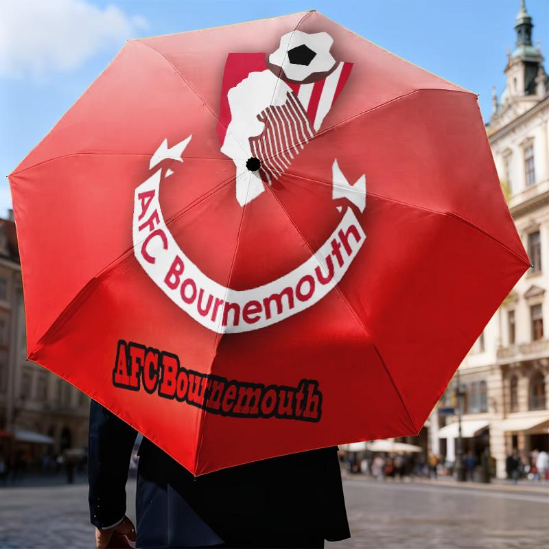 Afc Bournemouth Crest Automatic Folding Umbrella - 8-Rib Travel Umbrella with Auto Open/Close & Portable Gifts for Holidays or Birthdays