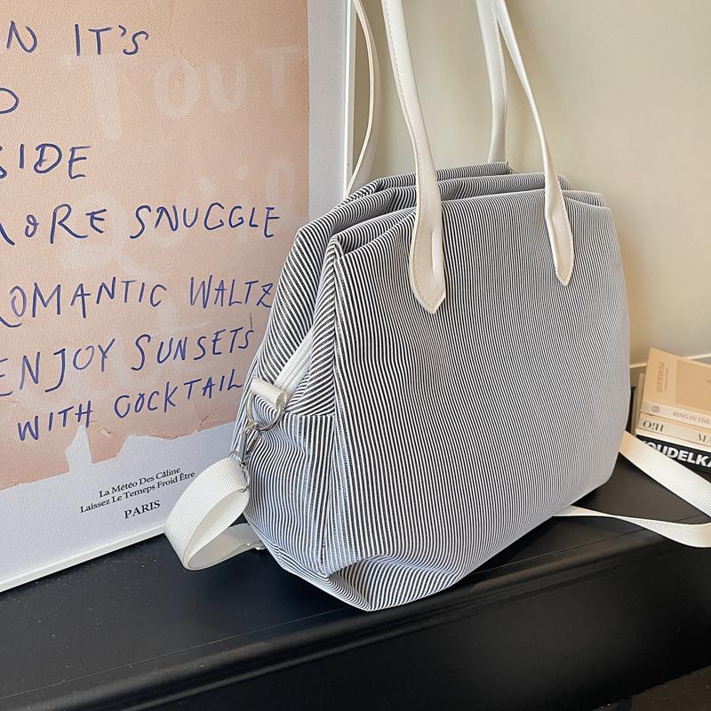Women's Large Underarm Bag Striped Shoulder Tote Bag