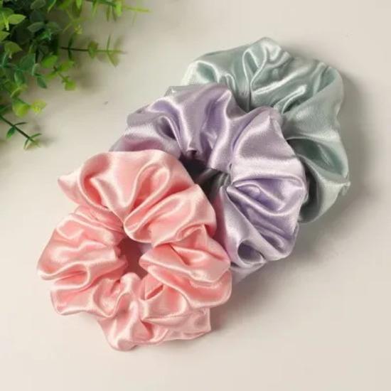 3 Pack Scrunchies for Women Hair Ties Bands Satin Hair Scrunchies for Girls Thick Curly Hair Ponytail Holders Cute Pony Tails