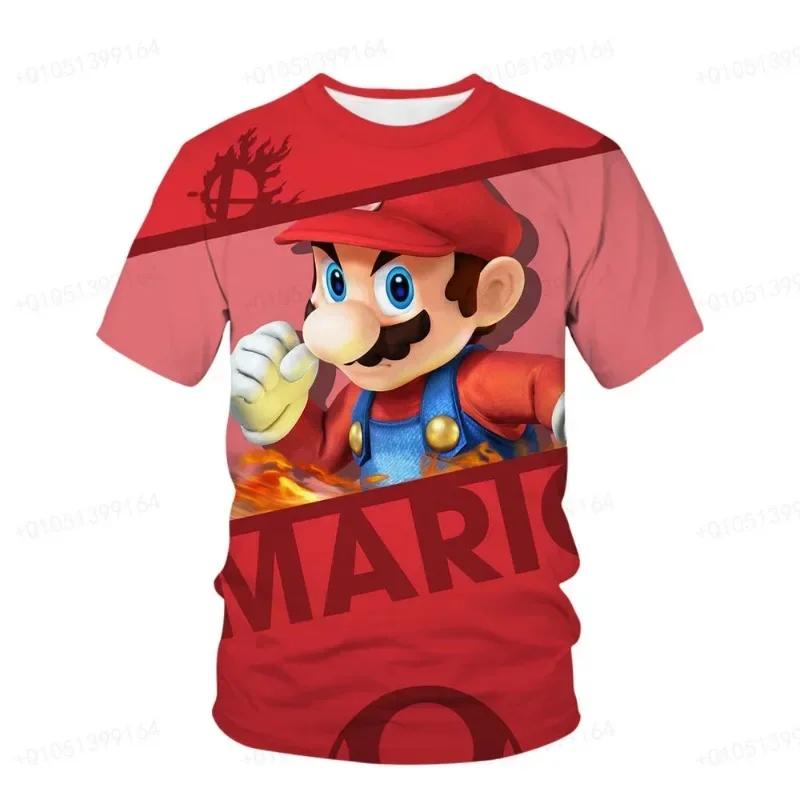 Camisetas de Moda de Manga Corta para Niños con Estampado 3D de Super Mario de Cuello Redondo - Tejido de Poliéster Suave de Elasticidad Media Ropa de Verano de Corte Relajado