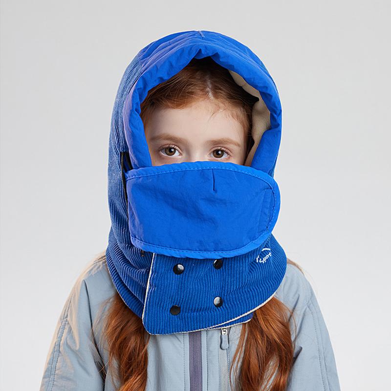 Children's Hat Winter Boys Girls Outdoor Velvet Warm-Keeping Bomber Hat Mask Scarf All-In-One Hat