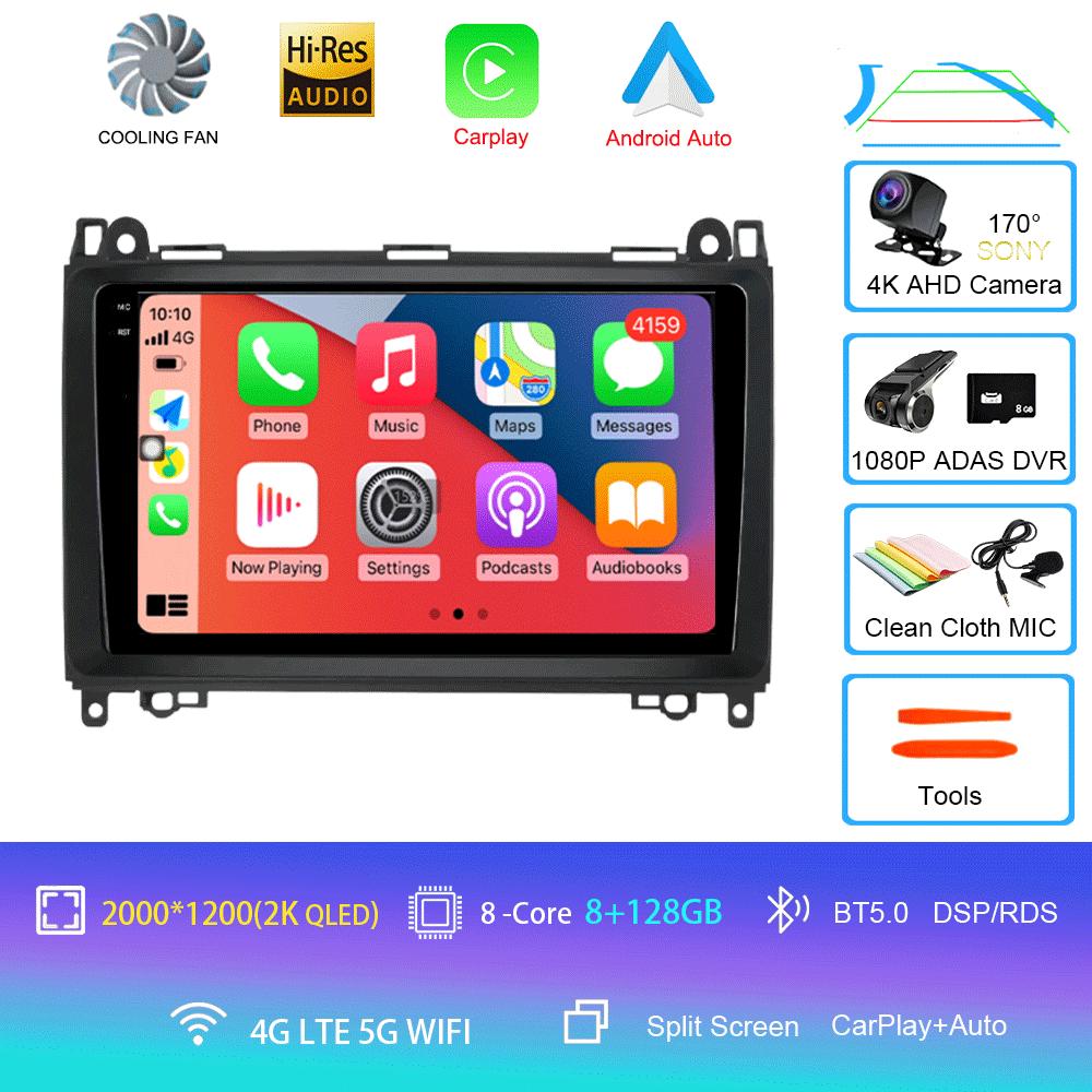 Android 14 Video Player 9'' For Mercedes Benz B200 Sprinter W906 W639 AB Class W169 W245 Viano Vito Car Radio Multimedia GPS DVD