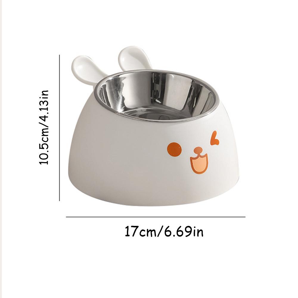 Cute Rabbit Ear Elevated Cat Bowl - Stainless Steel Dog & Cat Food/Water Bowl, Anti-Slip Pet Feeding Dish,