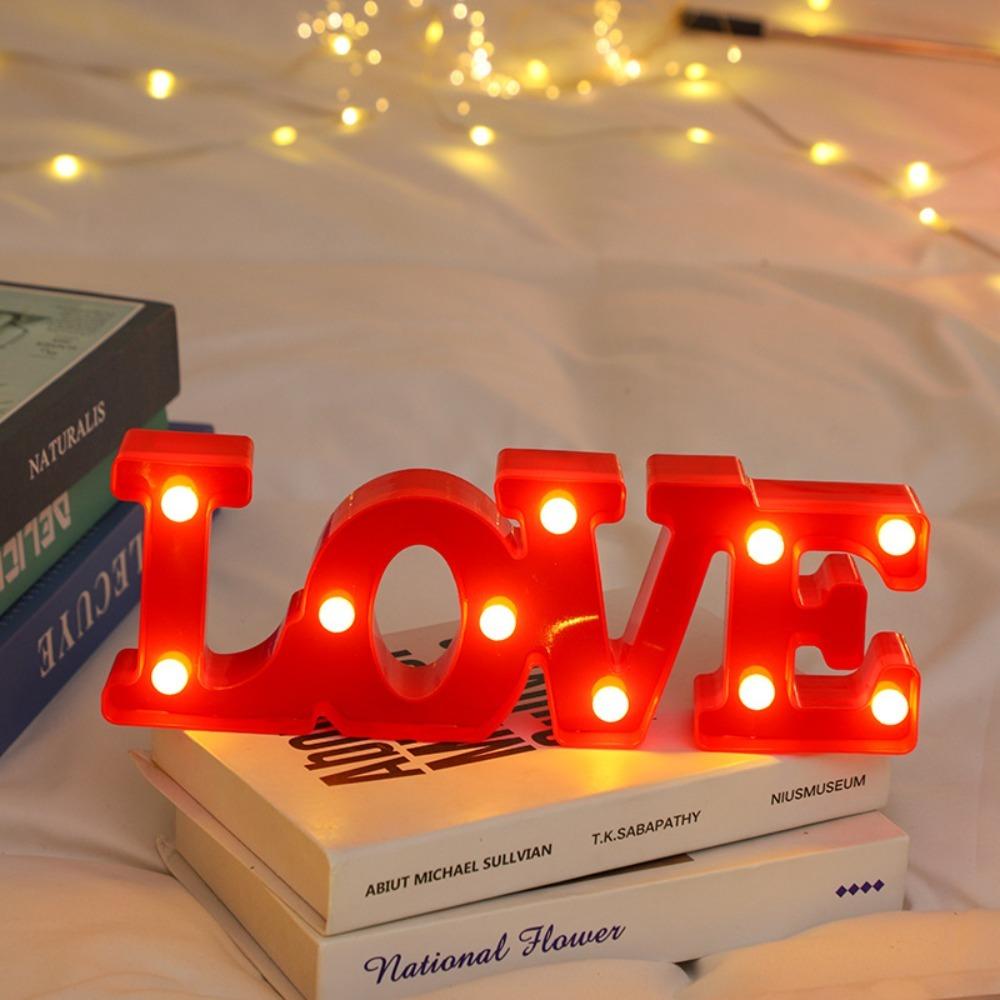 Romantic Night Light Ornament Red Pink Heart Marquee Table Lamp Love Heart LED Lamp  Anniversary