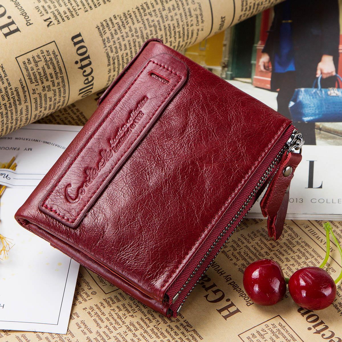 

CONTACT S женский кожаный бумажник с отделениями для монет и пластиковых карт красный