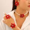 Schickes Schmuckset mit künstlichen Perlenblumen: Halskette, Armband, Ring & Ohrringe