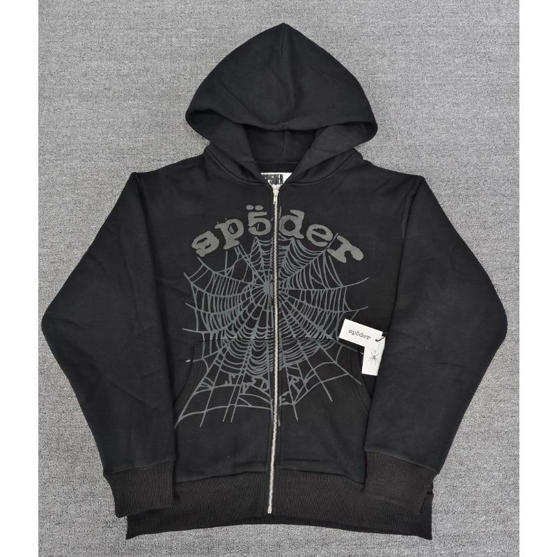 Heavy fleece foam print spider web hoodie sports casual sweater sweatpants set