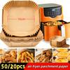 20/50 Stück Heißluftfritteuse Einweg-Papierauskleidungen Quadratische Papierauskleidung Ölbeständig, Wasserdicht, Backpapier zum Backen, Braten, Mikrowelle