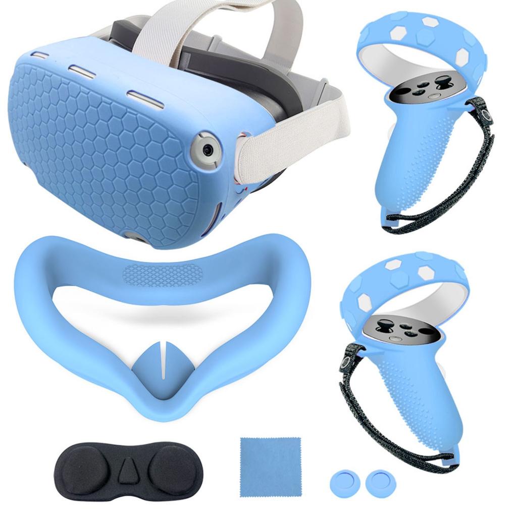 Compatible with Oculus Quest 2 Accessories, VR Silicone face Cover, VR Shell Cover,Compatible with Quest 2 Touch Controller Grip Cover