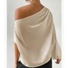 Sexy Elegant Skew Collar Long Sleeve Casual Blouses Women Fashion Off Shoulder Temperament Women's Shirts Tops Solid Simple Slim Fit Lady Blouse 26399