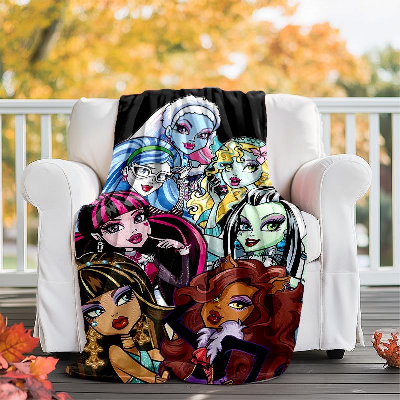 1pc Monster High (4) Theme Blanket - Digital Print, Polyester, Cozy for All Seasons, Perfect for Outdoor, Camping, and Travel