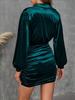 2025 Autumn-Winter Women's Casual Velvet Dress: Solid Color, Draped Neck, Long Sleeve, Sexy.