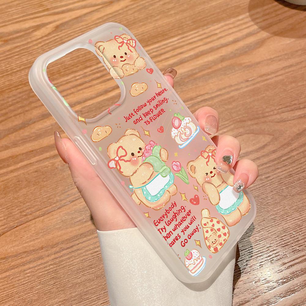 Mobile Phone Cases for iPhone 11 13 15 Pro Max 12 14 Pro Max Case iPhone 16 15 Plus 13 Pro 12 Frosted Texture Painted Cartoon Flowers