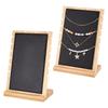 1set 2 Bags Bamboo Wood Multiple Necklace Display Stands Pendant Necklace Holder Organizer with Imitation Leather Soft Mat Rectangle Black