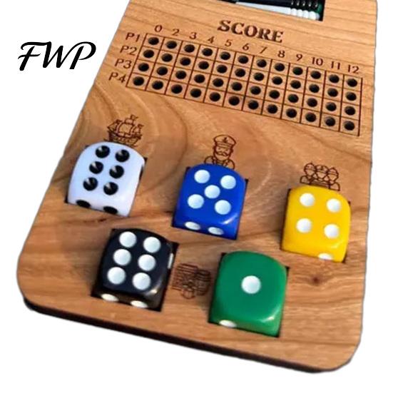 Captain Crew Würfelspiel Brettspiel, Faltbares Tischset, 4 Soziale Teambuilding-Spiele Spieler Holz für Reisen Familienabende Partys Interaktiv