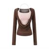 Halter Neck Chest-Pad Vest Top with Long-Sleeve Flowing Collar Cover-Up - Women's Two-Piece Hot Girl Set