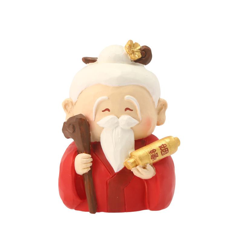 All Wishes Fulfilled: Cute Little ImmortalsGod of Wealth Happiness Prosperity and Longevity Desktop Decorative Resin Handicrafts