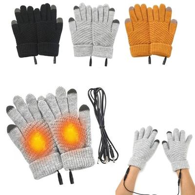 Hand Warmer Full Finger Warmer Touch Screen Knitted Gloves Winter Electric Mitten Heated Gloves