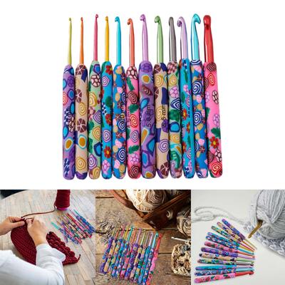 12 Pcs Crochet Hook Set Colorful Crochet Needle 2.0-8.0mm Ergonomical Knitting Needle Crochet Accessories for Handicraft