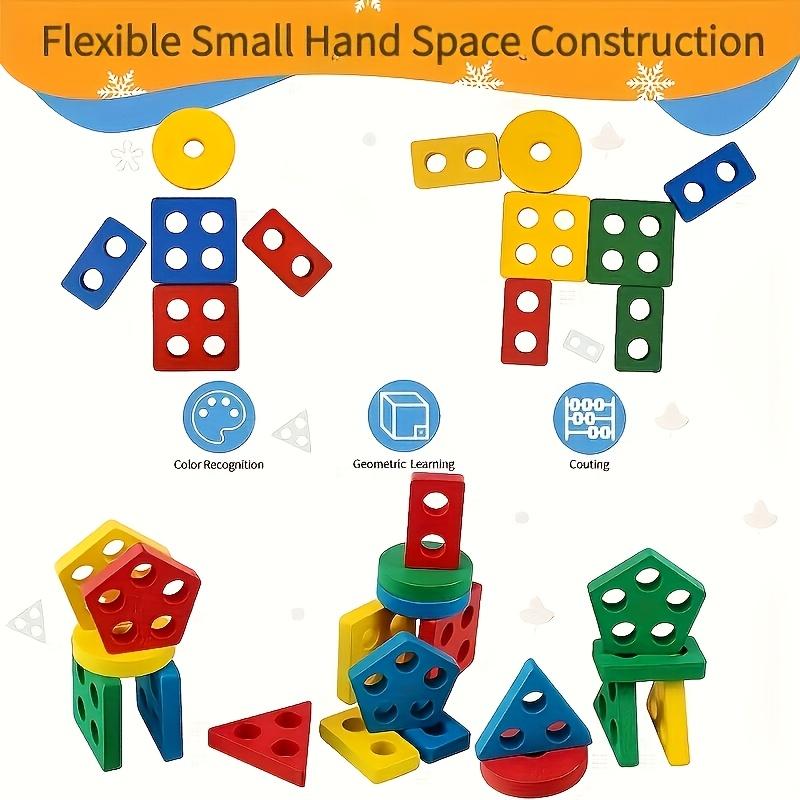 Toy Made of Wooden Stacking Blocks,Game for Sorting Shapes with Color And Shape Matching,Enhance Fine Motor Skills, Safe For, an Educational Puzzle