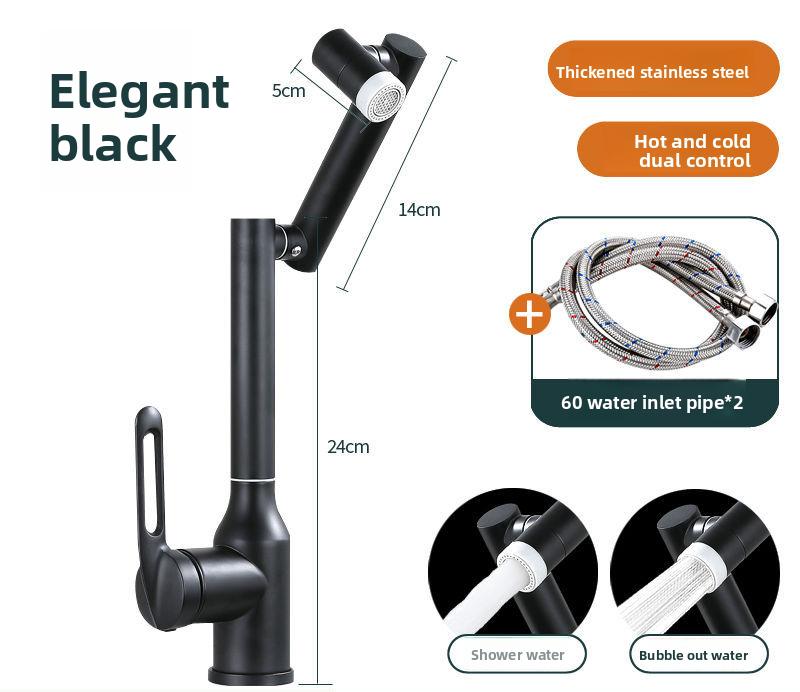 Cold and Hot Water Tap Stainless Steel Mixer Faucet Universal Rotation 2 Modes Spray Washbasin Sink Faucet Deck Mounted