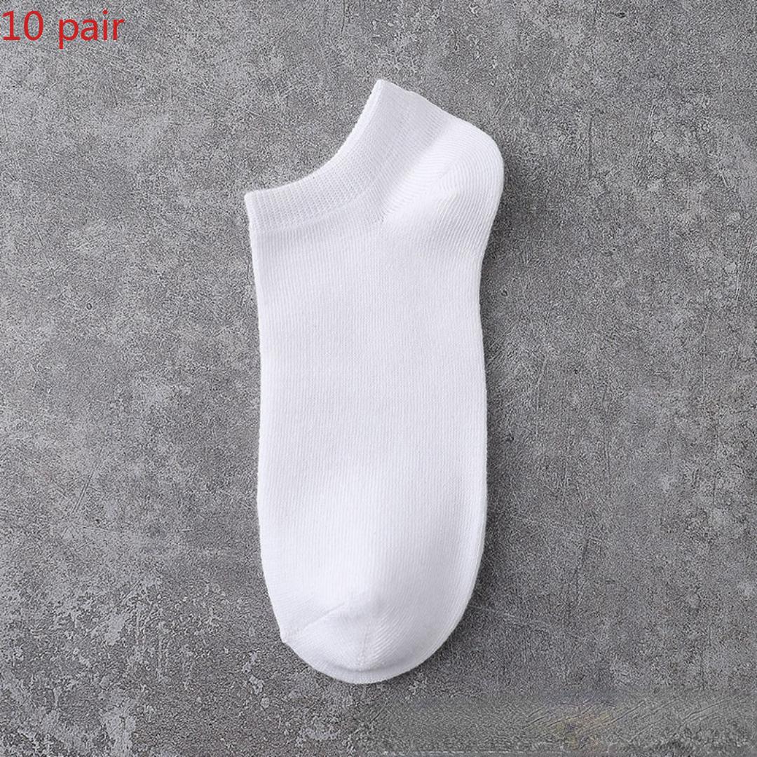 

10 пар однотонных женских/мужских носков, дышащие спортивные носки, повседневные носки-лодочки, удобные хлопковые носки до щиколотки, белые, черные One Size
